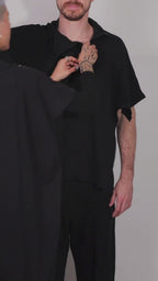 [3 em 1] blusa curta comprida sobreposição